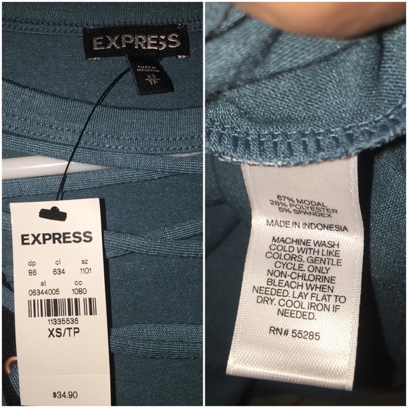 NWT {EXPRESS} Lace-Up Front Girlfriend Tee - Picture 7 of 8